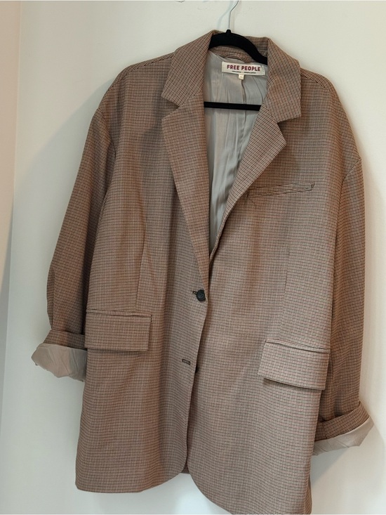 Free People Jackets & Blazers - Free People Brown Plaid Boyfriend Blazer